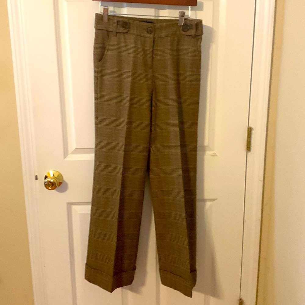 Boden Size 8R (European Size) Brown Herringbone Cuffed Pants (USA Size 0-2)